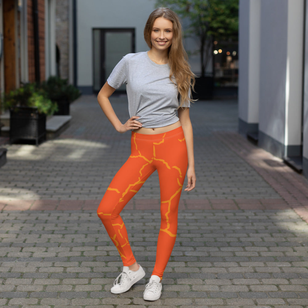 Smash Crackle Orange Leggings